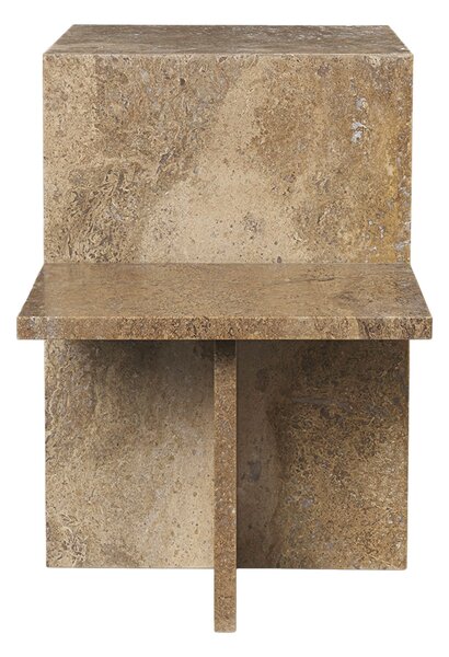 FERM LIVING Odkládací stolek Distinct, Dark Brown Travertine