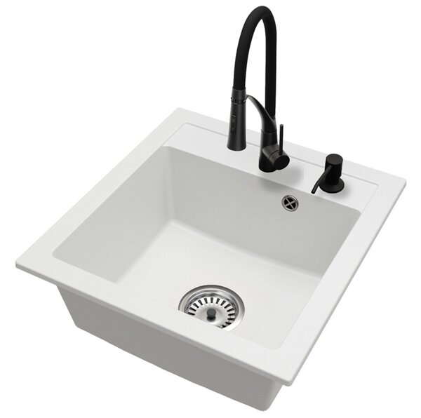 Granitový dřez BIG DON + baterie NEXO BÍLÁ/ČERNÁ 52 x 49 x 21cm
