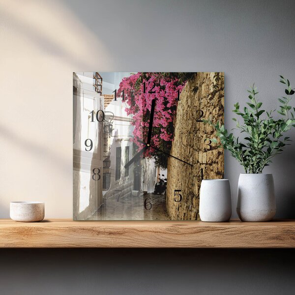 Skleněné hodiny na stěnu Květinová alej zskc-30x30-00172493