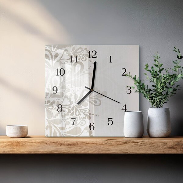Skleněné hodiny na stěnu Květinové umění zskc-30x30-00172497