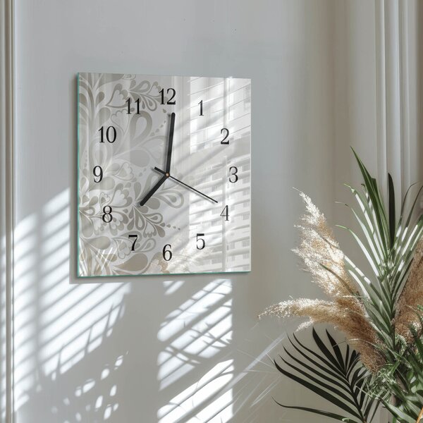 Skleněné hodiny na stěnu Květinové umění zskc-30x30-00172497