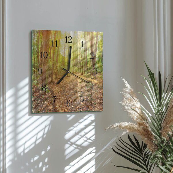Skleněné hodiny na stěnu Lesní cesta zskc-30x30-00172501