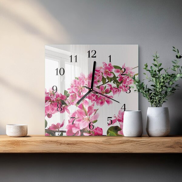 Skleněné hodiny na stěnu Květiny zskc-30x30-00172516