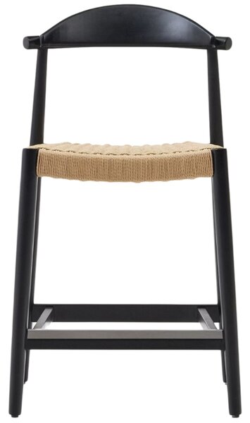 Černá dřevěná barová židle Kave Home Nina 62 cm s výpletem