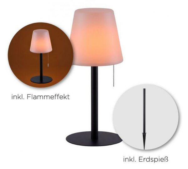 LEUCHTEN DIREKT is JUST LIGHT LED stolní lampa, černá, stmívatelné, moderní vč. tahacího vypínače, bateriové, USB napájení 3000K