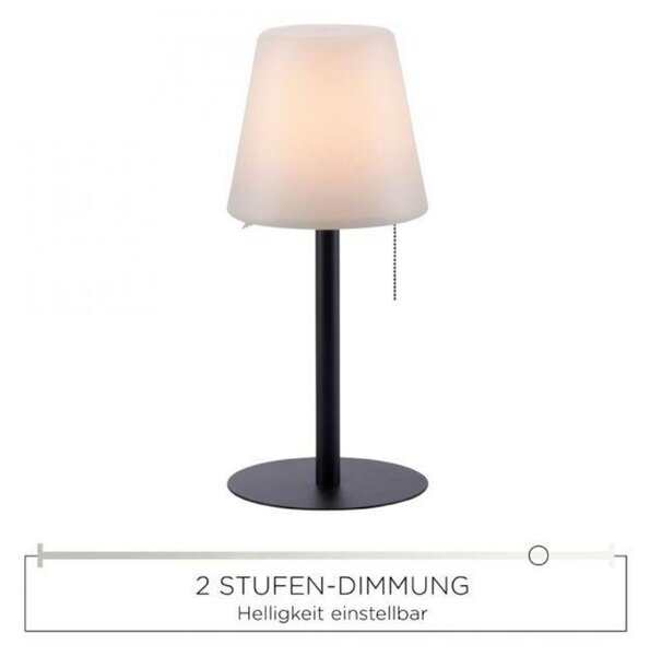 LEUCHTEN DIREKT is JUST LIGHT LED stolní lampa, černá, stmívatelné, moderní vč. tahacího vypínače, bateriové, USB napájení 3000K