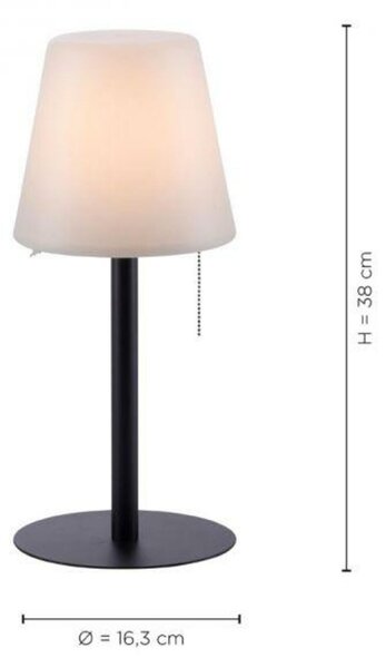 LEUCHTEN DIREKT is JUST LIGHT LED stolní lampa, černá, stmívatelné, moderní vč. tahacího vypínače, bateriové, USB napájení 3000K