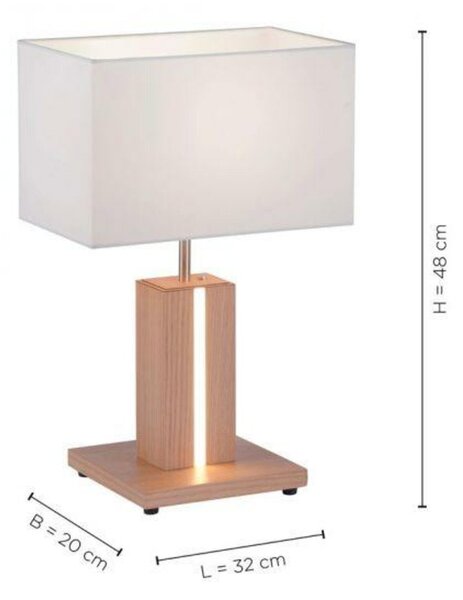 LEUCHTEN DIREKT is JUST LIGHT LED stolní lampa, dřevodekor, CCT, stmívatelná, s kolébkový spínačem 2700-5000K