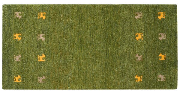 Vlněný koberec 80 x 150 cm zelený YALAFI