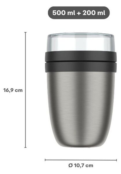 Světle červená/ve stříbrné barvě termoska na jídlo z nerezové oceli 500 ml Ellipse – Mepal