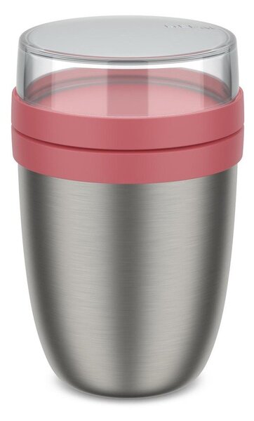 Světle červená/ve stříbrné barvě termoska na jídlo z nerezové oceli 500 ml Ellipse – Mepal