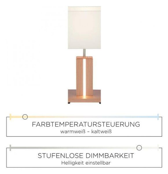 LEUCHTEN DIREKT is JUST LIGHT LED stolní lampa, dřevodekor, CCT, stmívatelná, s kolébkový spínačem 2700-5000K