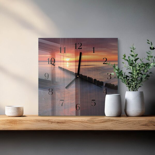 Skleněné hodiny na stěnu Slunce moře zskc-30x30-00172541