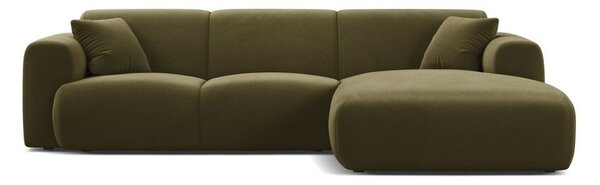 Khaki sametová rohová pohovka (pravý roh/s lenoškou) Molino – Micadoni