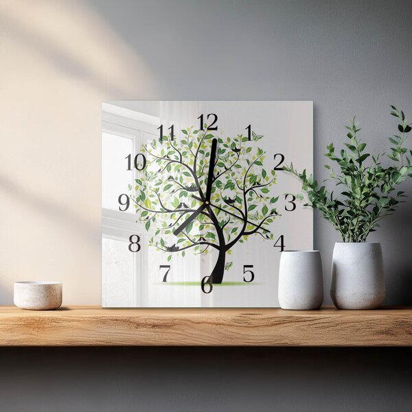 Skleněné hodiny na stěnu Strom zskc-30x30-00172565