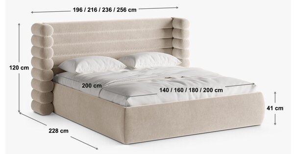 Hnědá čalouněná dvoulůžková postel s úložným prostorem s roštem 180x200 cm Mount – Micadoni