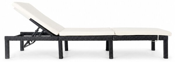 Furnigo Zahradní lehátko Marbella černé - béžový polštář