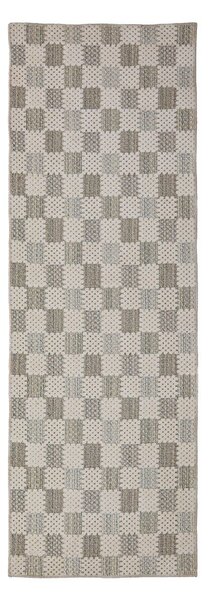Zelený pratelný běhoun s příměsí bavlny 80x230 cm Muted Checkerboard – Flair Rugs