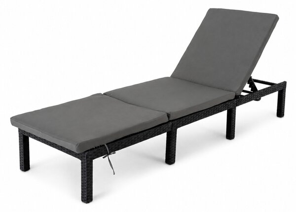 Furnigo Zahradní lehátko Marbella černé - antracit poduška