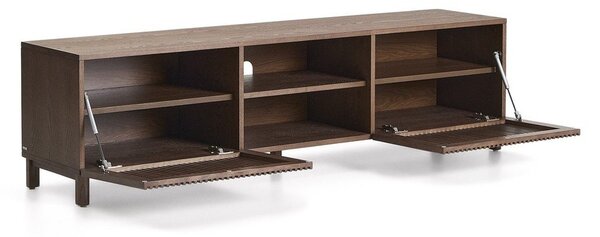 Tmavě hnědý TV stolek v dekoru ořechu 180x49,5x42,5 cm Beyla – Kave Home