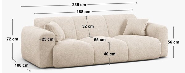 Khaki sametová pohovka 235 cm Molino – Micadoni