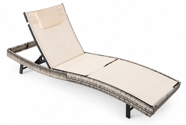 Furnigo Zahradní lehátko Tulum šedé - béžový potah