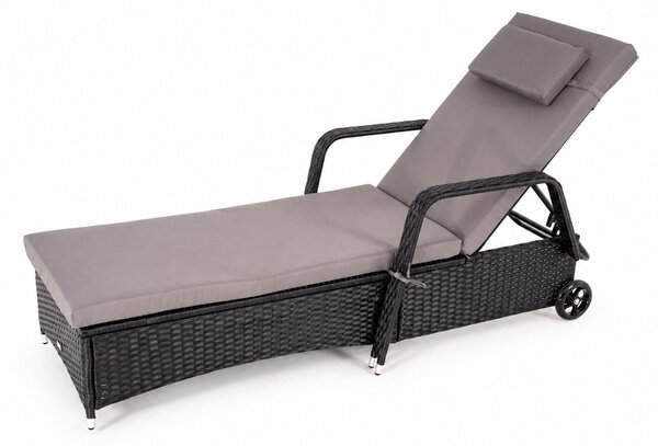 Furnigo Zahradní lehátko Verano černé - antracit poduška