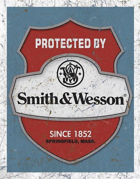 Plechová cedule Smith & Wesson - Protected 40 cm x 32 cm