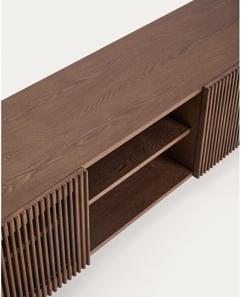 Tmavě hnědý TV stolek v dekoru ořechu 180x49,5x42,5 cm Beyla – Kave Home