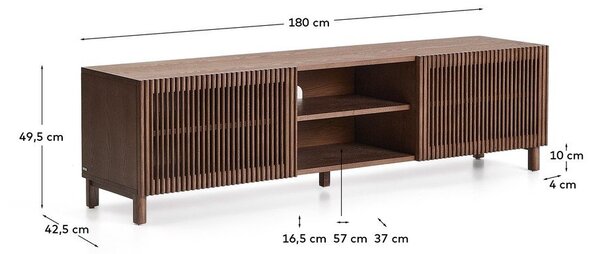 Tmavě hnědý TV stolek v dekoru ořechu 180x49,5x42,5 cm Beyla – Kave Home