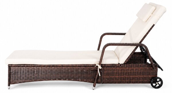 Furnigo Zahradní lehátko Verano hnědé - béžová poduška