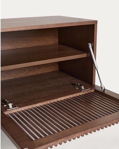Tmavě hnědý TV stolek v dekoru ořechu 180x49,5x42,5 cm Beyla – Kave Home