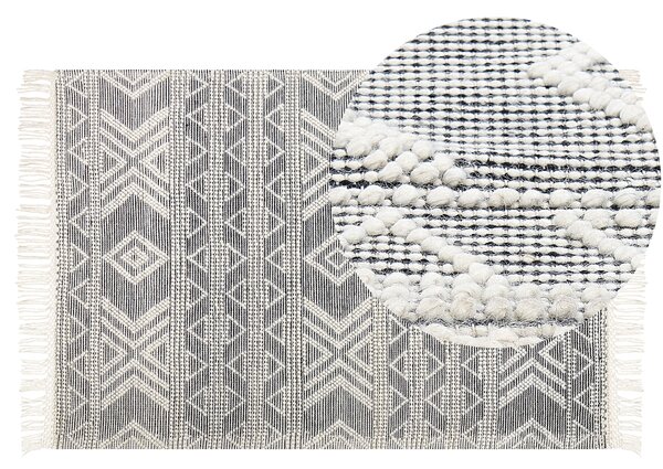 Vlněný koberec 160 x 230 cm bílý/černý PAZAR