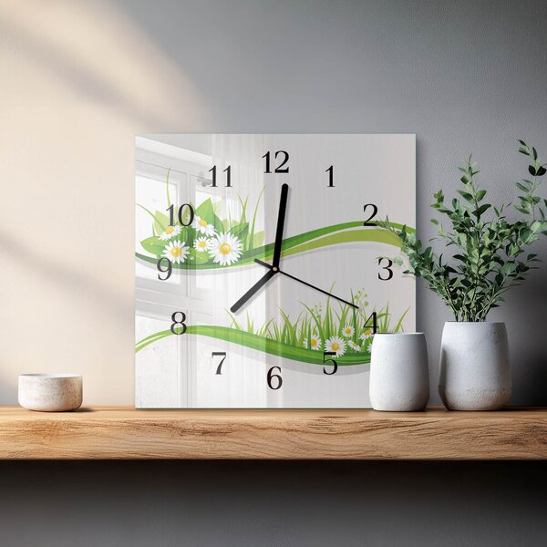 Skleněné hodiny na stěnu Sedmikráska zskc-30x30-00172578