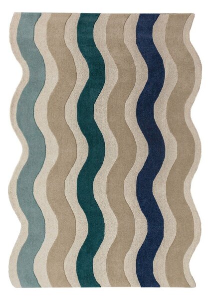 Modrý ručně tkaný vlněný koberec 140x200 cm Cascade Wool – Flair Rugs
