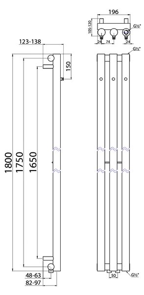 Sapho Pilon koupelnový radiátor 180x19.6 cm bílá IZ127T