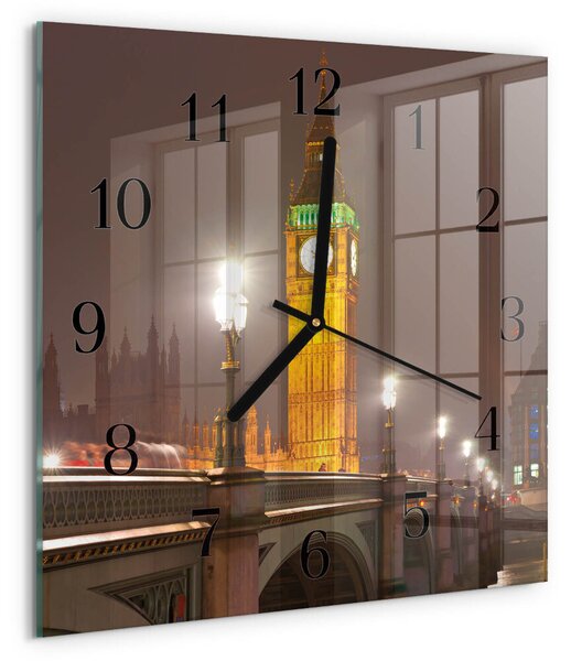 Skleněné hodiny na stěnu Big Ben zskc-30x30-00172579