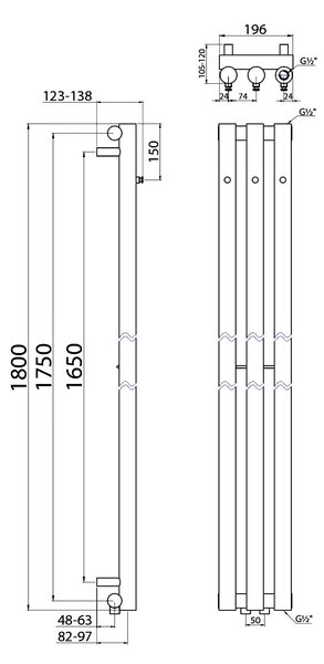 Sapho Pilon koupelnový radiátor 180x19.6 cm chrom IZ126T