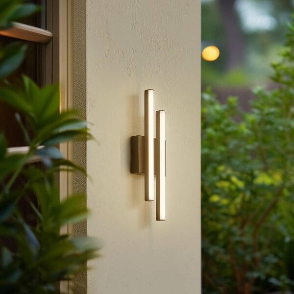 Lindby LED venkovní nástěnné svítidlo Abelia, černé, hliník, nerezová ocel, Černá, Hliník, Moderní