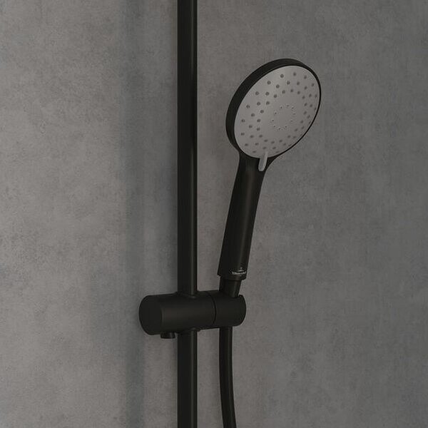 Villeroy & Boch Universal Showers sprchová sada na stěnu s termostatem s dešťovou sprchou černá TVS109002000K5