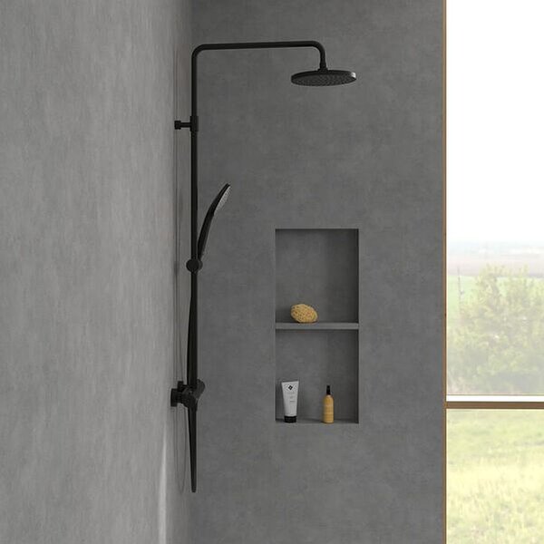 Villeroy & Boch Universal Showers sprchová sada na stěnu s termostatem s dešťovou sprchou černá TVS109002000K5