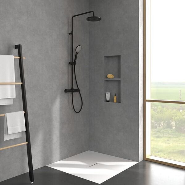 Villeroy & Boch Universal Showers sprchová sada na stěnu s termostatem s dešťovou sprchou černá TVS109002000K5