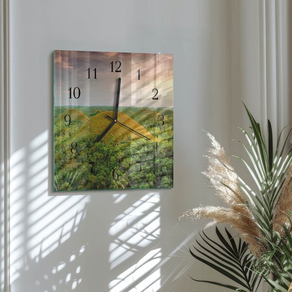 Skleněné hodiny na stěnu Krajina zskc-30x30-00172584