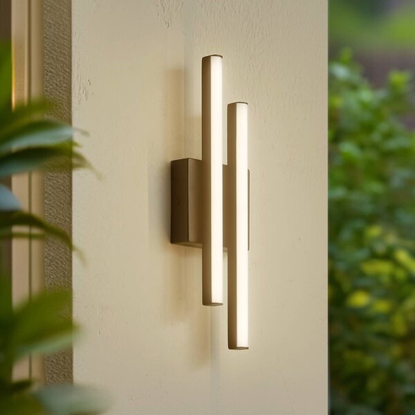 Lindby LED venkovní nástěnné svítidlo Abelia, černé, hliník, nerezová ocel, Černá, Hliník, Moderní
