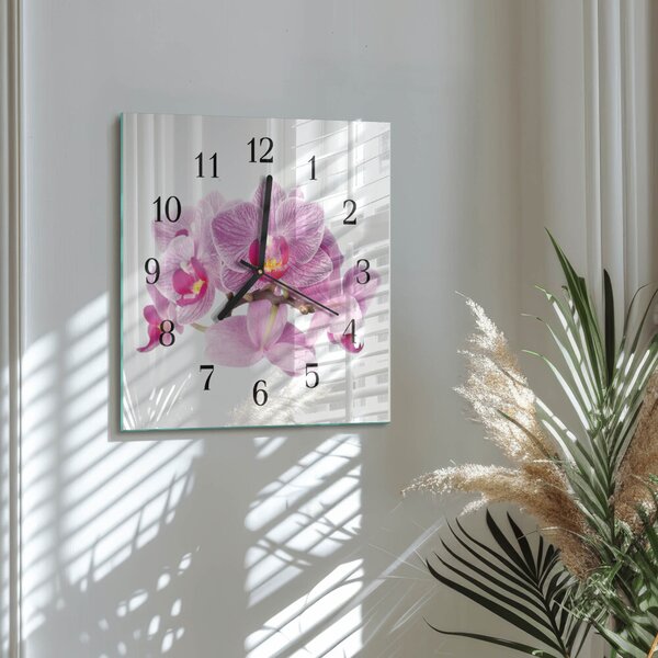 Skleněné hodiny na stěnu Orchideje zskc-30x30-00172587