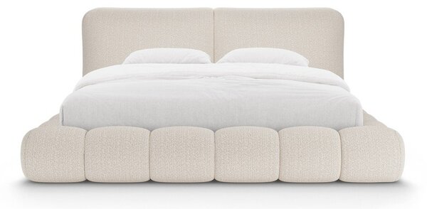 Béžová čalouněná dvoulůžková postel s úložným prostorem s roštem 180x200 cm Solange – Micadoni
