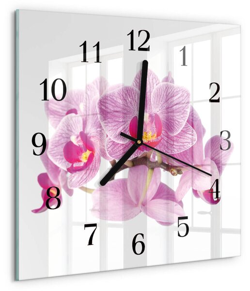 Skleněné hodiny na stěnu Orchideje zskc-30x30-00172587