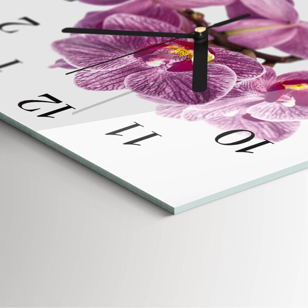 Skleněné hodiny na stěnu Orchideje zskc-30x30-00172587