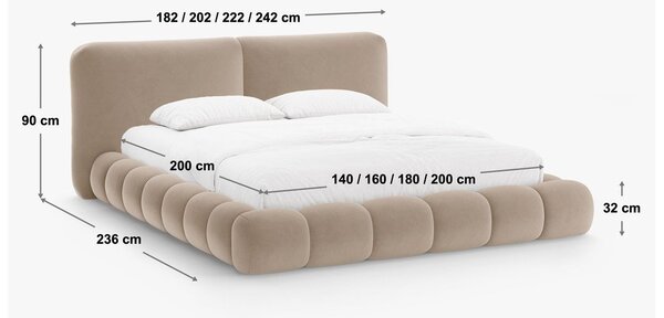 Zelená čalouněná dvoulůžková postel s úložným prostorem s roštem 200x200 cm Solange – Micadoni