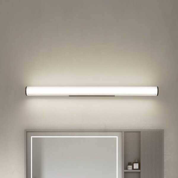 Lindby Nástěnné svítidlo LED Kirka, černé, kov, IP44, 90 cm,, Černá, Koupelna, kov, Moderní